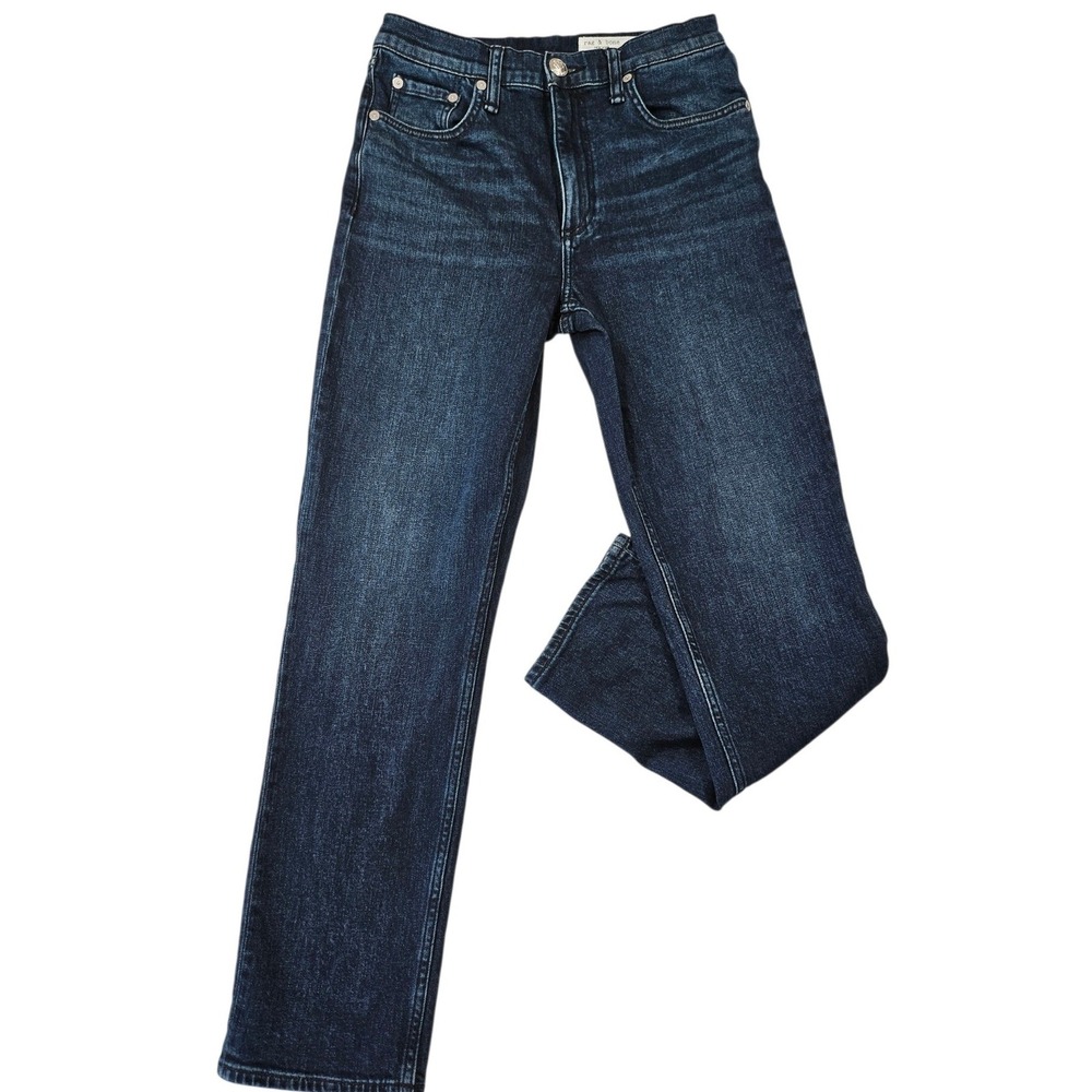 Rag & Bone Wren High Rise Straight Jeans Ella Wash‎ Dark Blue Indigo size 26